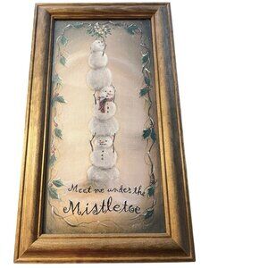 Framed Snowman Artwork – “Meet Me Under the Mistletoe”